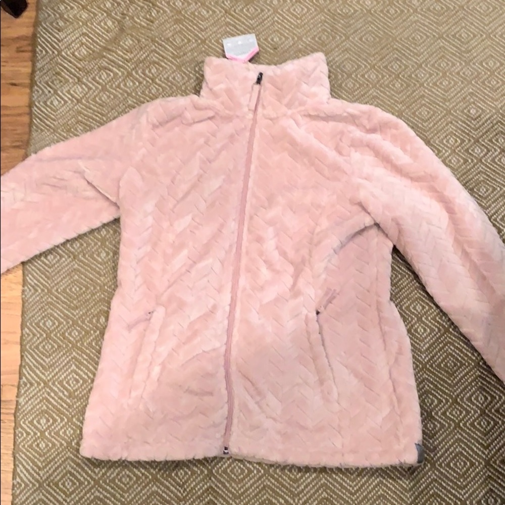 Pink, chevron, fleece jacket